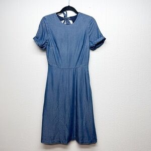 Banana Republic HighWaist Chambray Cottagecore Cut Out Midi Dress Womens Size 2